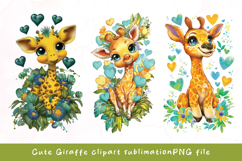 Baby cute giraffe watercolor clipart Product Image 1