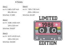 Limited edition born in 1986 machine embroidery design Product Image 2