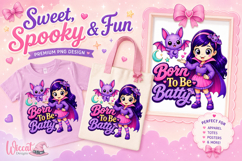 Girl Vampire &amp; Bat PNG, Born To Be Batty PNG Design, Product Image 8