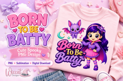 Girl Vampire &amp; Bat PNG, Born To Be Batty PNG Design, Product Image 6