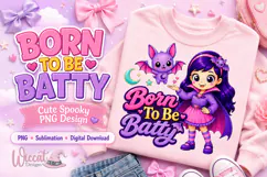 Girl Vampire & Bat PNG, Born To Be Batty PNG Design, Product Image 6