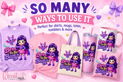 Girl Vampire &amp; Bat PNG, Born To Be Batty PNG Design, Product Image 3