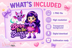 Girl Vampire &amp; Bat PNG, Born To Be Batty PNG Design, Product Image 4