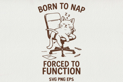 Sarcastic Cat Illustration Funny Lazy Line Art Kitty SVG PNG Product Image 1