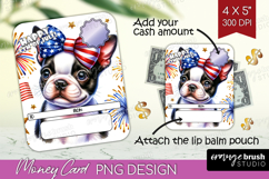 Boston Terrier Dog Money Card PNG 4th of July Money Card Product Image 1