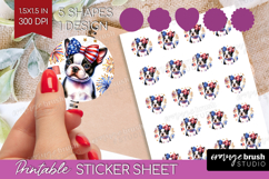 Boston Terrier Dog Round Sticker Patriotic Dog Printable Product Image 1