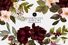 Watercolor Mahogany and Blush Floral Clipart Collection Product Image 4