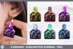Bundle of six Botanical cattle ear cow tag earrings sublimation designs.