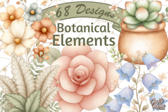 Botanical Clipart Leaves Flowers Succulents Branches PNG Product Image 1