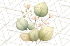 Botanical Clipart Leaves Flowers Succulents Branches PNG Product Image 2