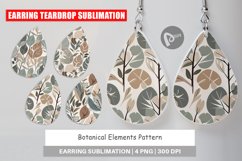 Earring Teardrop Botanical Elements Pattern Product Image 1