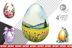 Floral Easter Eggs Clipart Product Image 1