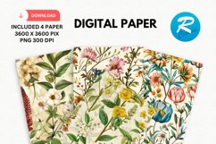 Botanical Flowers Digital Paper, Flowers Background Product Image 1