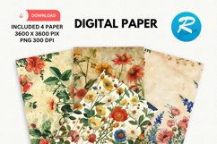 Botanical Flowers Digital Paper, Flowers Background Product Image 1