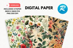 Botanical Flowers Digital Paper, Flowers Background Product Image 1