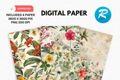 Botanical Flowers Digital Paper, Flowers Background Product Image 1