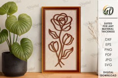 Botanical Line art decor Laser Cut. Wall Decor SVG Product Image 1