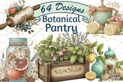 Botanical Cottage Pantry Clipart with Rustic Kitchen Herbs Product Image 1