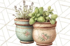 Botanical Cottage Pantry Clipart with Rustic Kitchen Herbs Product Image 2