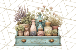 Botanical Cottage Pantry Clipart with Rustic Kitchen Herbs Product Image 3