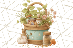 Botanical Cottage Pantry Clipart with Rustic Kitchen Herbs Product Image 3