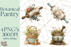 Botanical Cottage Pantry Clipart with Rustic Kitchen Herbs Product Image 1