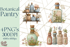 Botanical Cottage Pantry Clipart with Rustic Kitchen Herbs Product Image 1