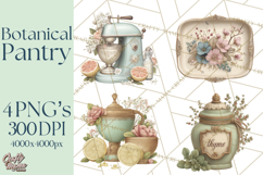 Botanical Cottage Pantry Clipart with Rustic Kitchen Herbs Product Image 1