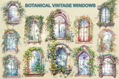 Botanical Vintage Window Clipart, Decorative Ornate Windows Product Image 3