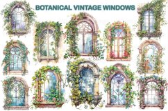 Botanical Vintage Window Clipart, Decorative Ornate Windows Product Image 1