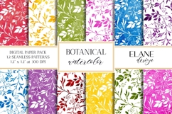 Floral Digital Paper, Botanical Watercolor Seamless Pattern Product Image 1