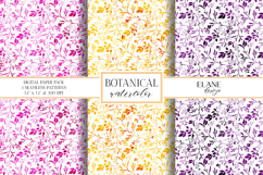 Floral Digital Paper, Botanical Watercolor Seamless Patterns Product Image 1