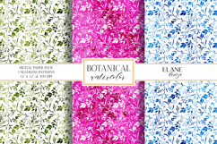 Floral Digital Paper, Botanical Watercolor Seamless Patterns Product Image 1