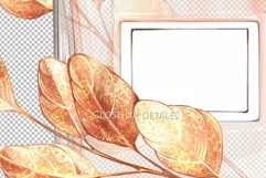 Perfume bottle with golden leaves| PNG Sublimation design Product Image 2
