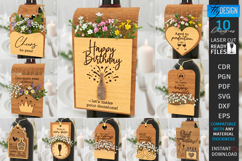 Wine Bottle Tags Laser Cut Bundle | Wine Accessories SVG Product Image 1