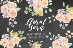 Floral Bouquets Watercolor Pink Wedding Flowers Painted Product Image 1