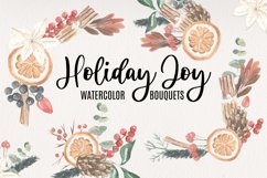 Christmas Joy Festive Watercolor 8 Bouquets Pine Foliage Product Image 1