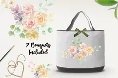Floral Bouquets Watercolor Pink Wedding Flowers Painted Product Image 2