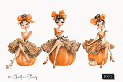 Boujie Pumpkin Woman Clipart | Fall Mama Png Product Image 1