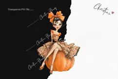 Boujie Pumpkin Woman Clipart | Fall Mama Png Product Image 2
