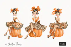 Boujie Pumpkin Woman Clipart | Fall Mama Png Product Image 1