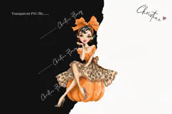 Boujie Pumpkin Woman Clipart | Fall Mama Png Product Image 2