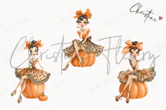 Boujie Pumpkin Woman Clipart | Fall Mama Png Product Image 3