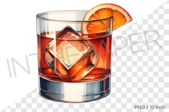 Classic Boulevardier cocktail with orange PNG Clipart Illust Product Image 1