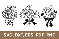 Bouquet svg, bouquet of flowers template, bouquet dxf, SVG Product Image 1