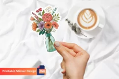 Bouquet of flowers in a bottle Sticker, Flower Bouquet Decal Product Image 1