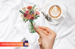 Bouquet of flowers in a bottle Sticker, Flower Bouquet Decal Product Image 1