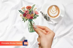 Bouquet of flowers in a bottle Sticker, Flower Bouquet Decal Product Image 1