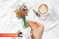 Bouquet of flowers in a bottle Sticker, Flower Bouquet Decal Product Image 1