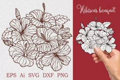 Bouquet of Hibiscus flowers. SVG Product Image 1